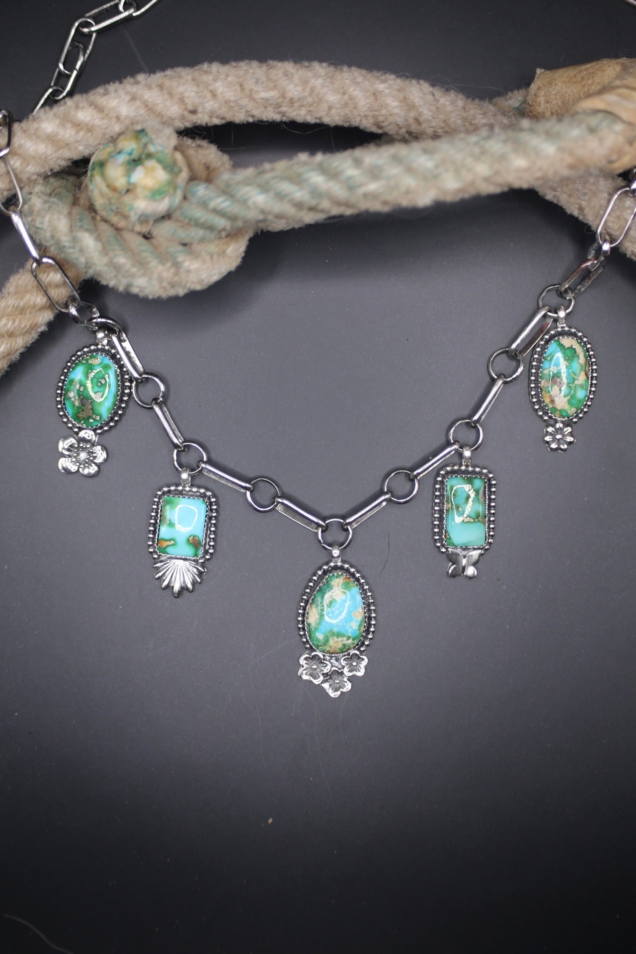 Sonoran gold floral charm necklace