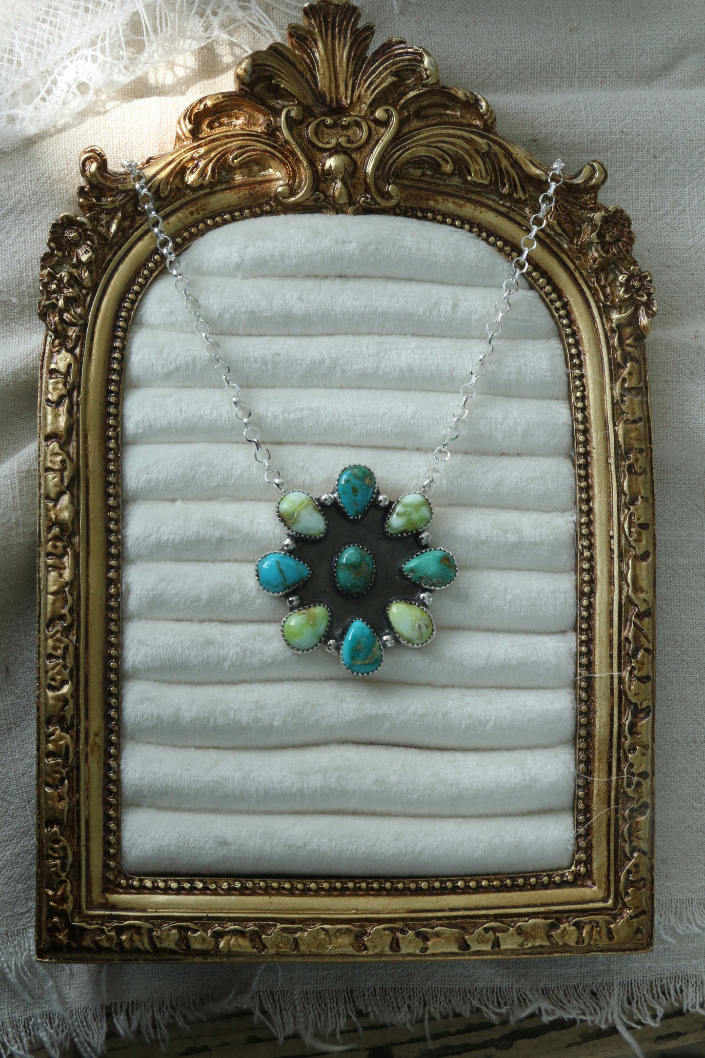 Sierra Bella and palomino cluster necklace on 17” chain