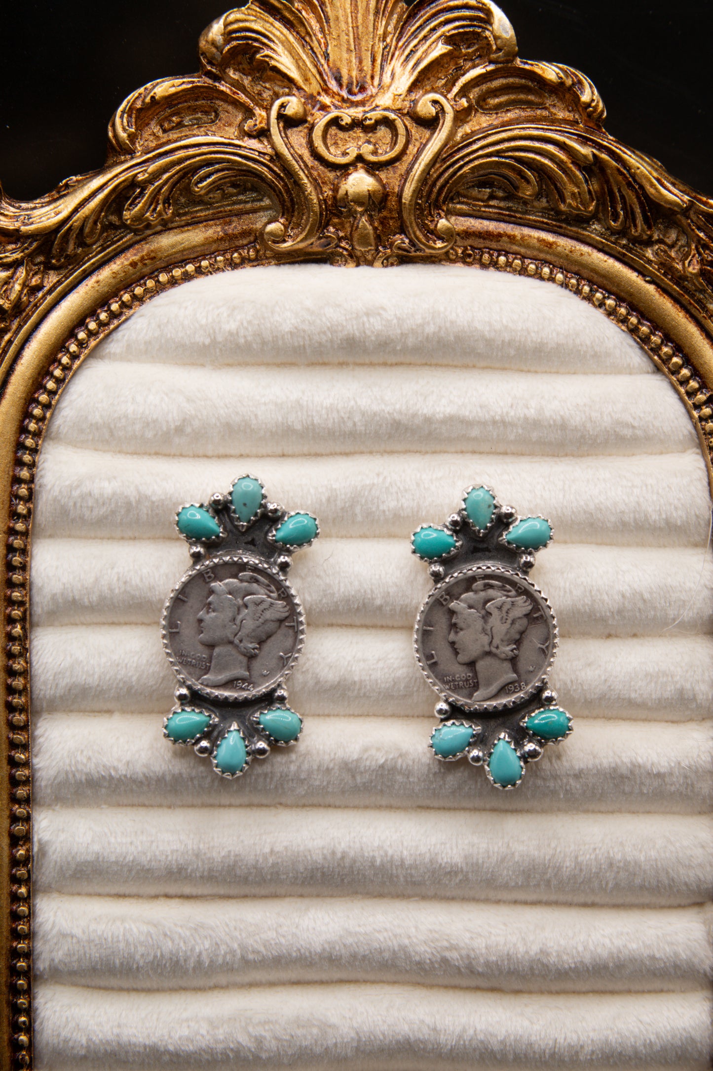 Turquoise and lady liberty earrings