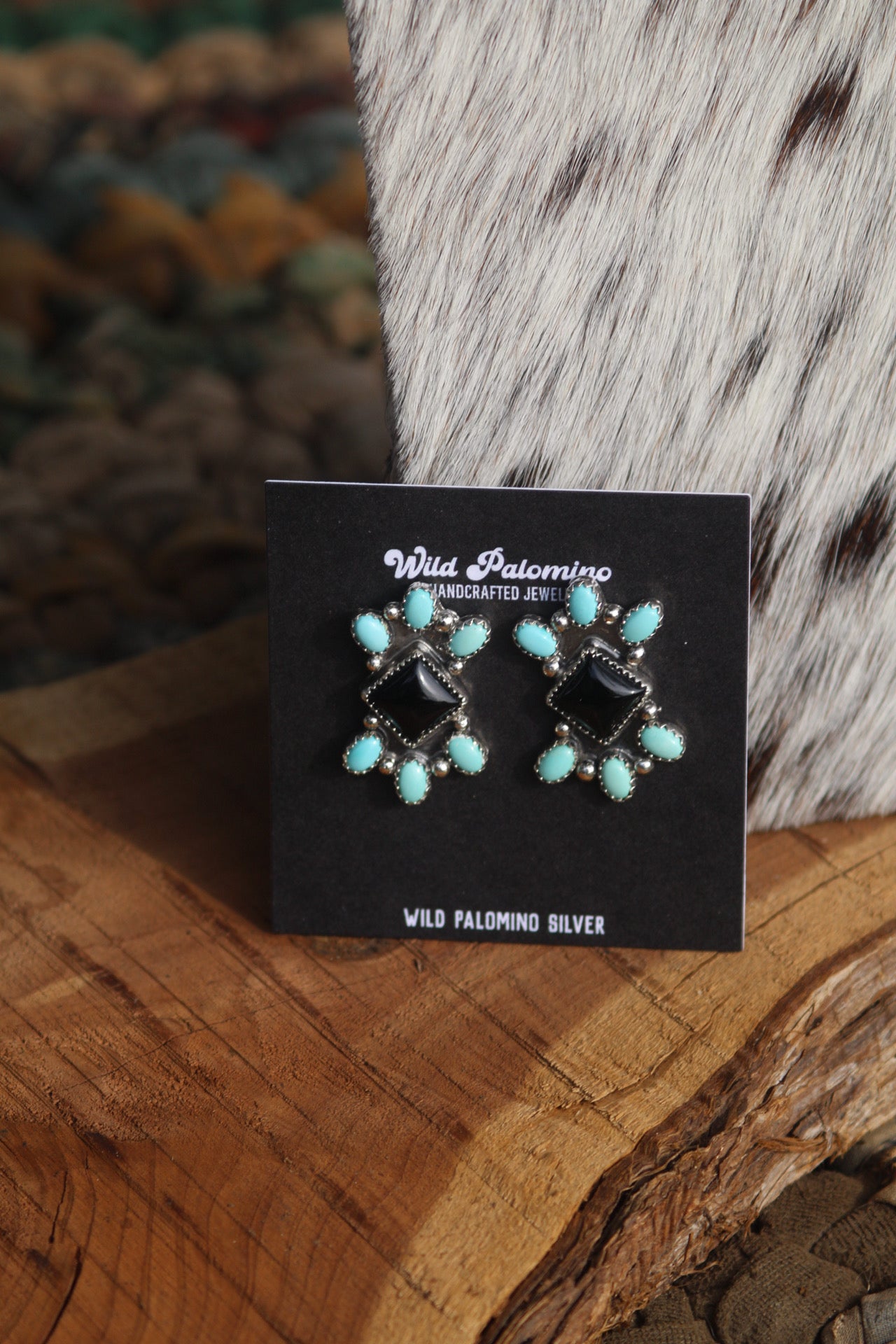 Black Onyx & Whitewater Cluster Earrings
