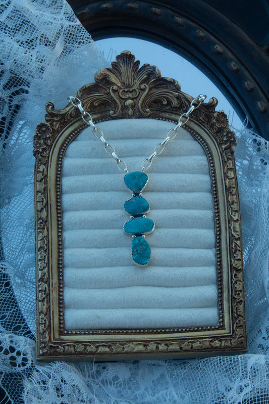 4 stone drop necklace - Kingman -18” chain