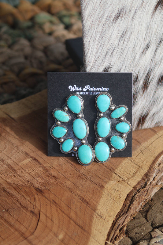 Statement Turquoise Cluster Earrings (Large)