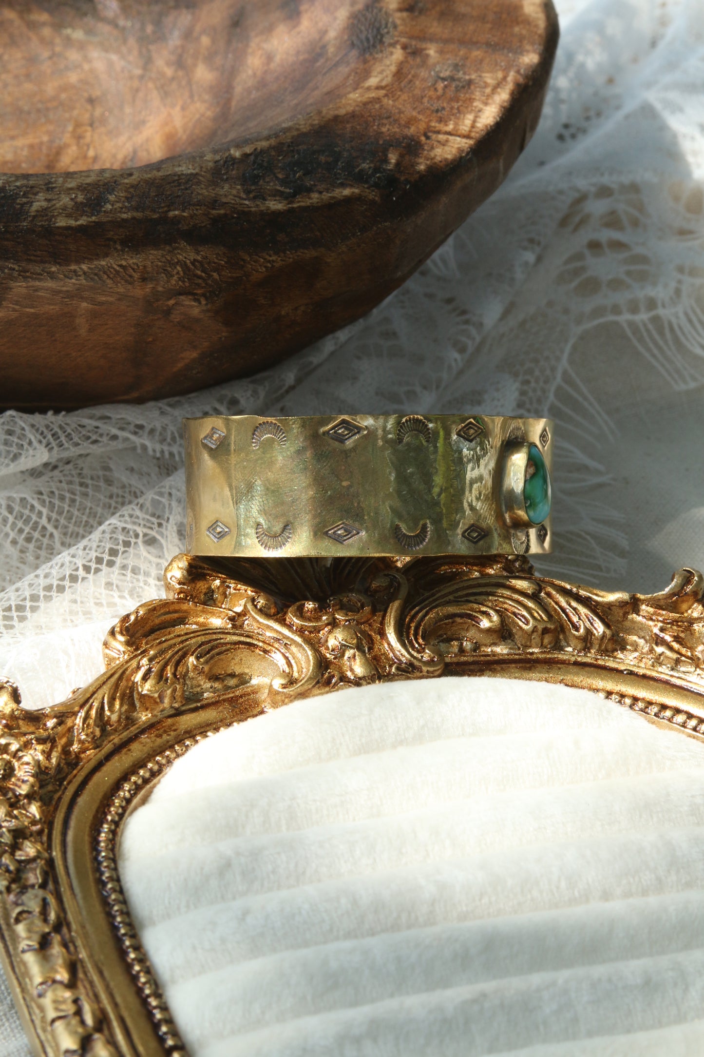 Brass / Sonoran gold stamped cuff