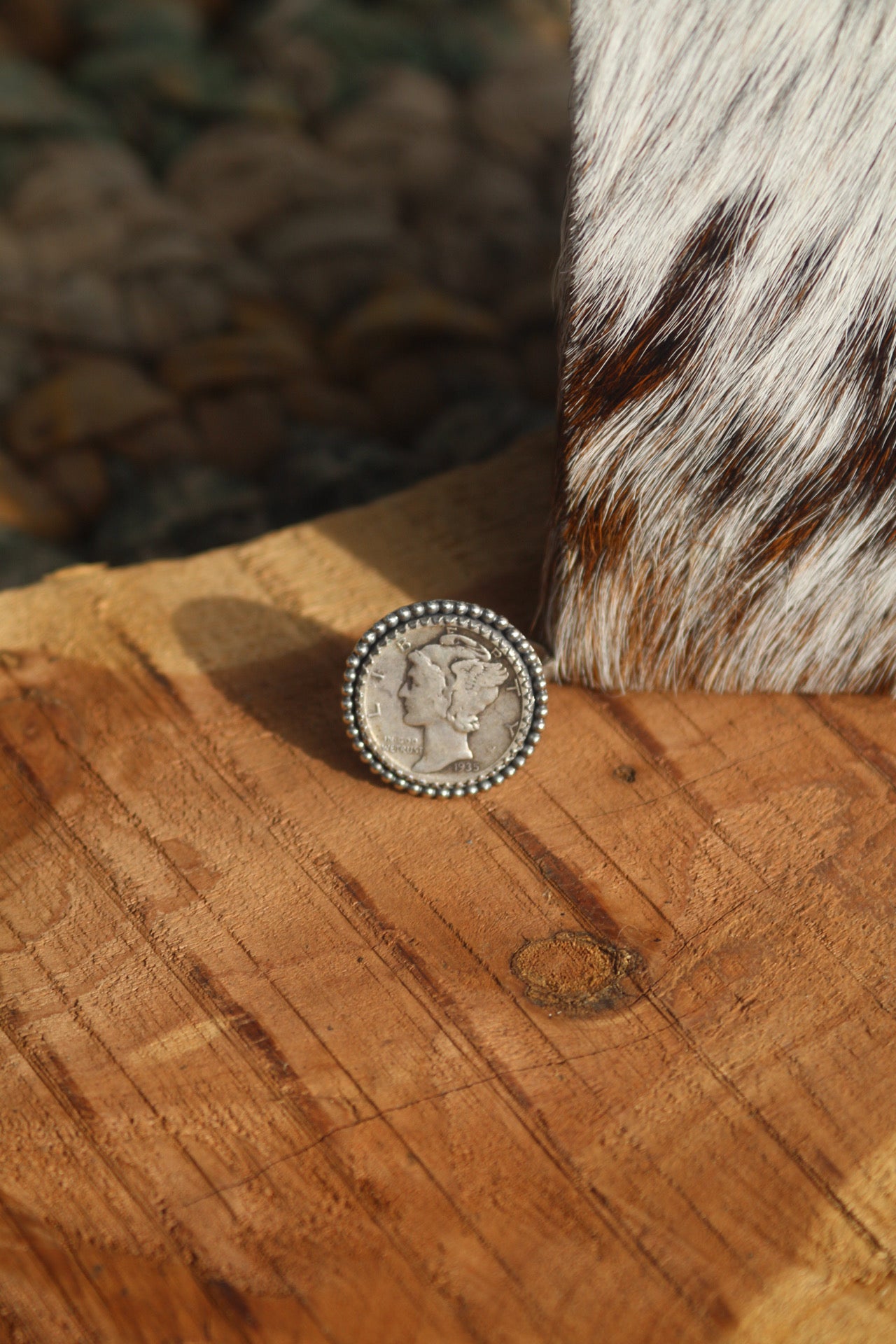 Lady Liberty Dime Ring - Size 8.5