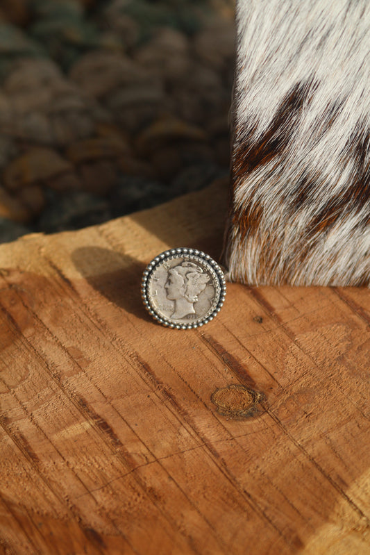 Lady Liberty Dime Ring - Size 8.5