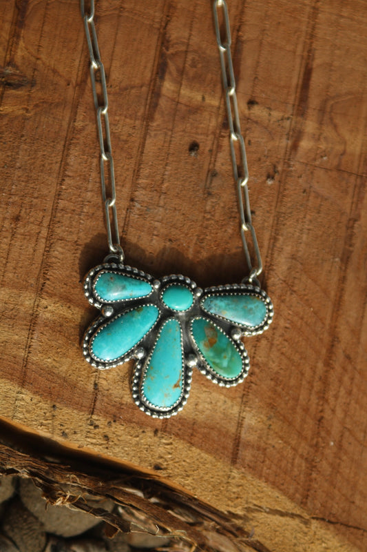 Turquoise Cluster Necklace - 18”