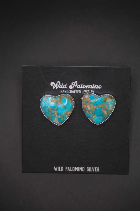 Turquoise heart studs
