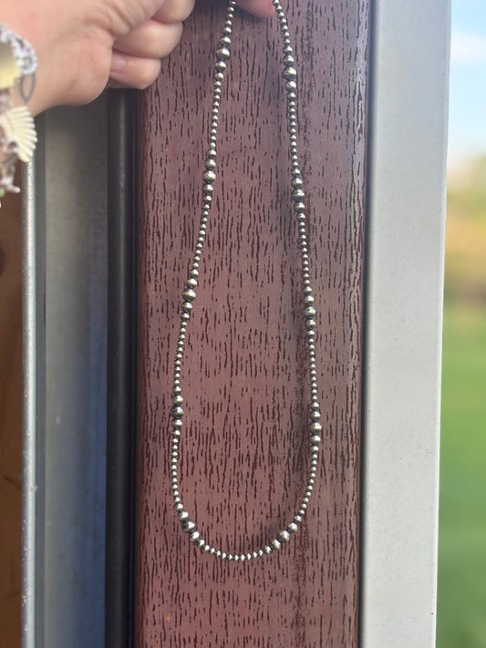 Sterling pearls 3-6mm 22” necklace