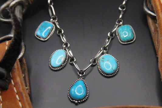 Mixed turquoise charm necklace