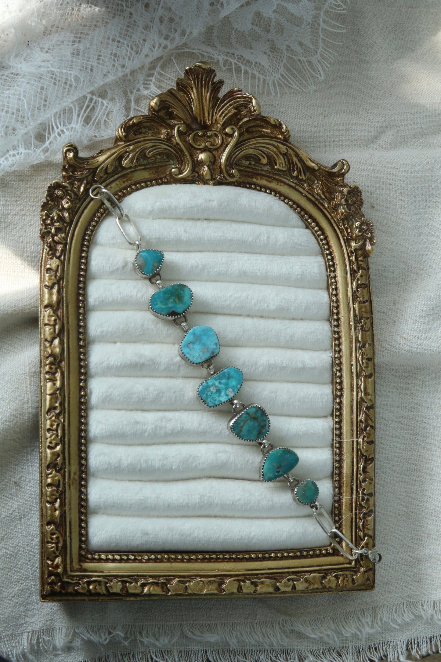 Mixed turquoise link bracelet