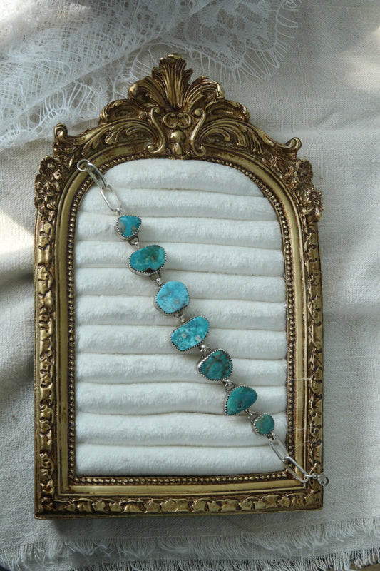 Mixed turquoise link bracelet